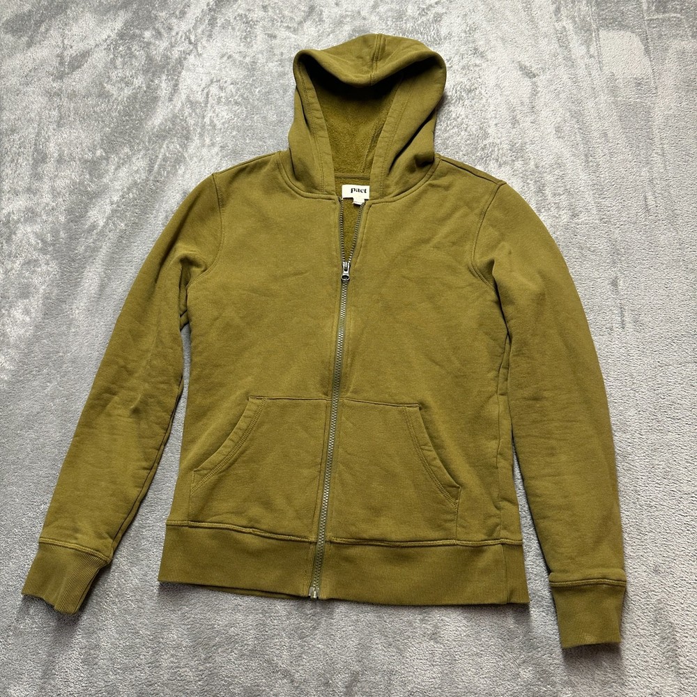 Pact 100% Organic Cotton Full Zip Hoodie Earthy Women Size S Small