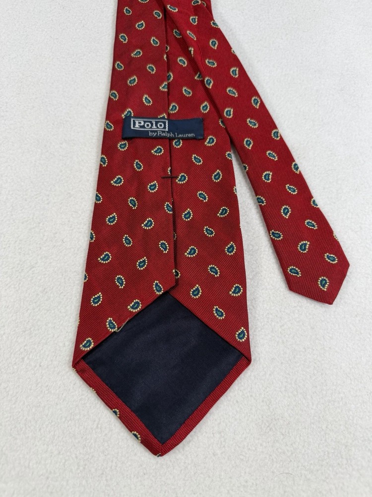 Polo Ralph Lauren Tie Necktie Paisley Mens 100% Silk Made by Hand Made in USA