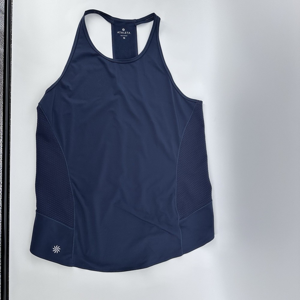 ATHLETA Size M Womens Blue Round Neck Athletic Racer Back Stretch Tank Top