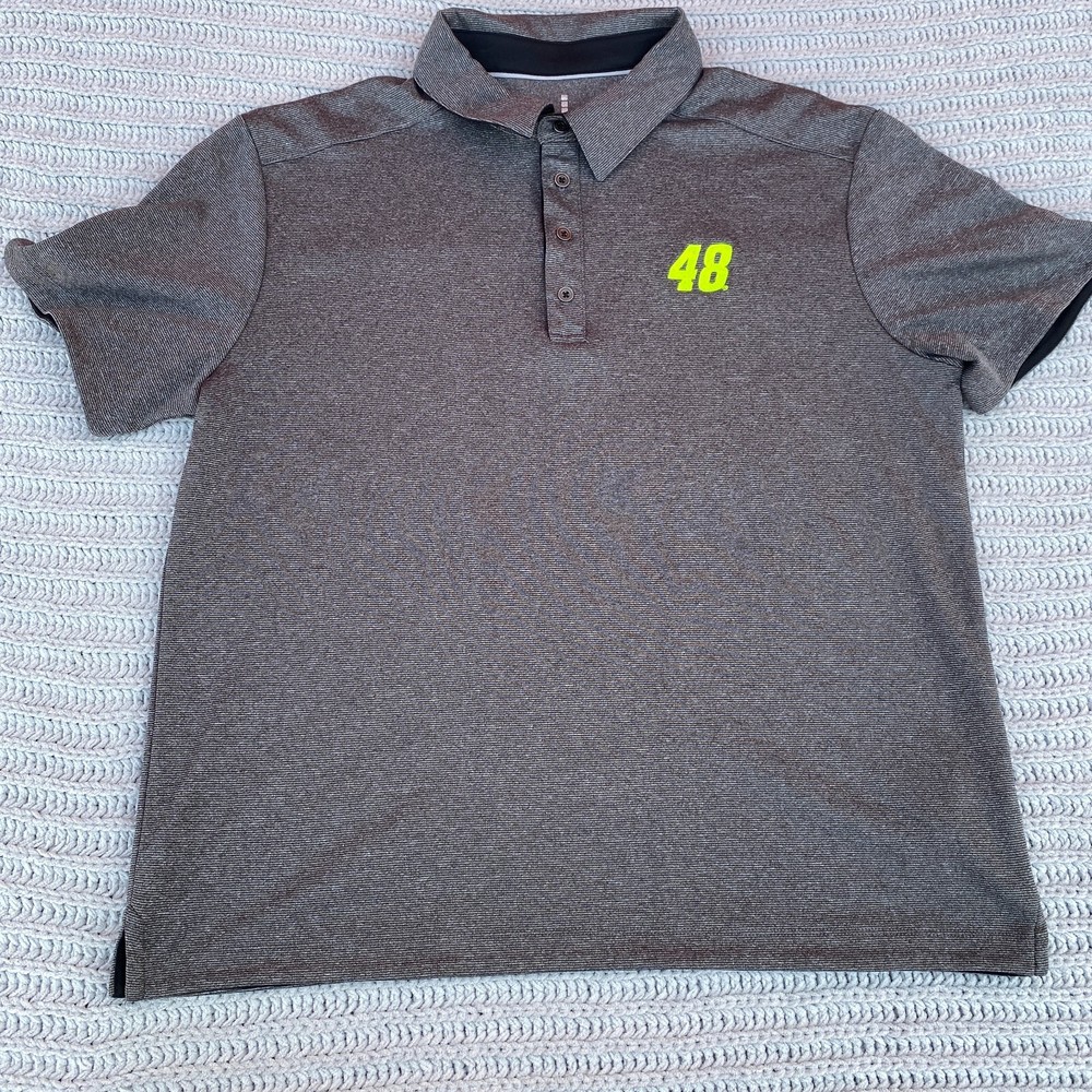 Elevate Polo Shirt Adult Medium Striped Gray Mens M Ally Racing Alex Bowman 48