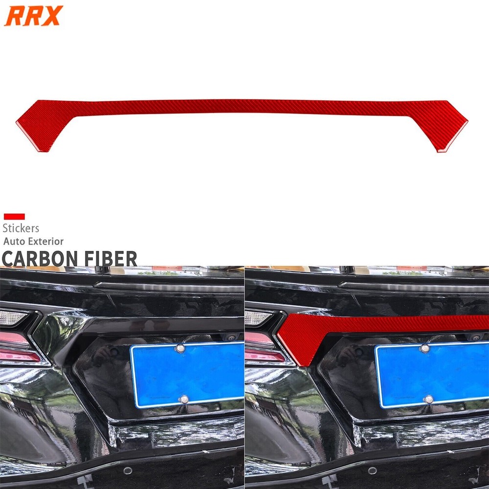 Red Carbon Fiber Rear Trunk Tailgate Cover Trim For Chevrolet Corvette C8 20-25