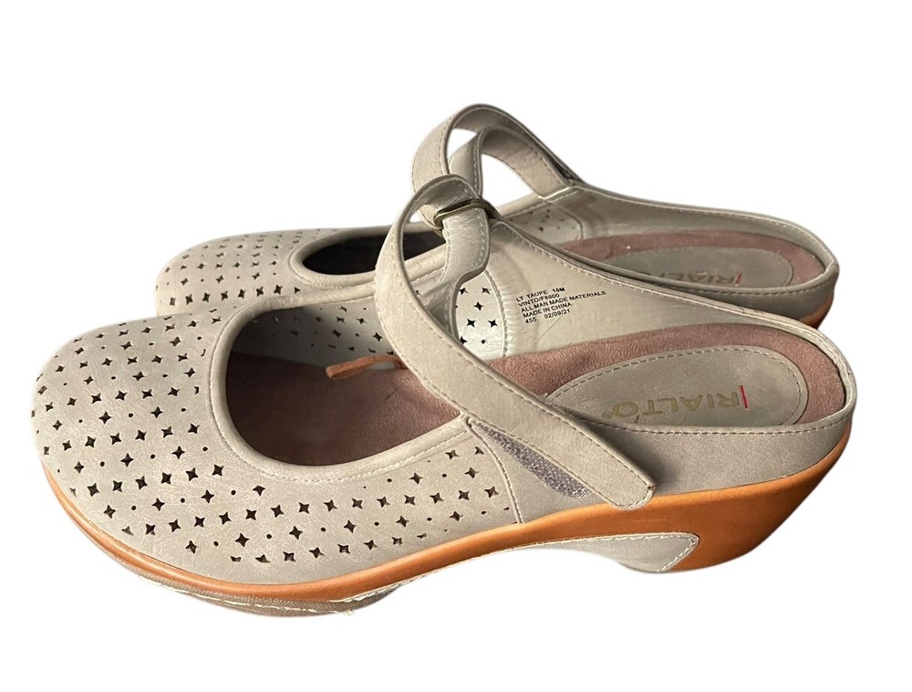 Rialto Vinto Taupe Mary Jane Clog Mule Women's  Size 10 M Comfort