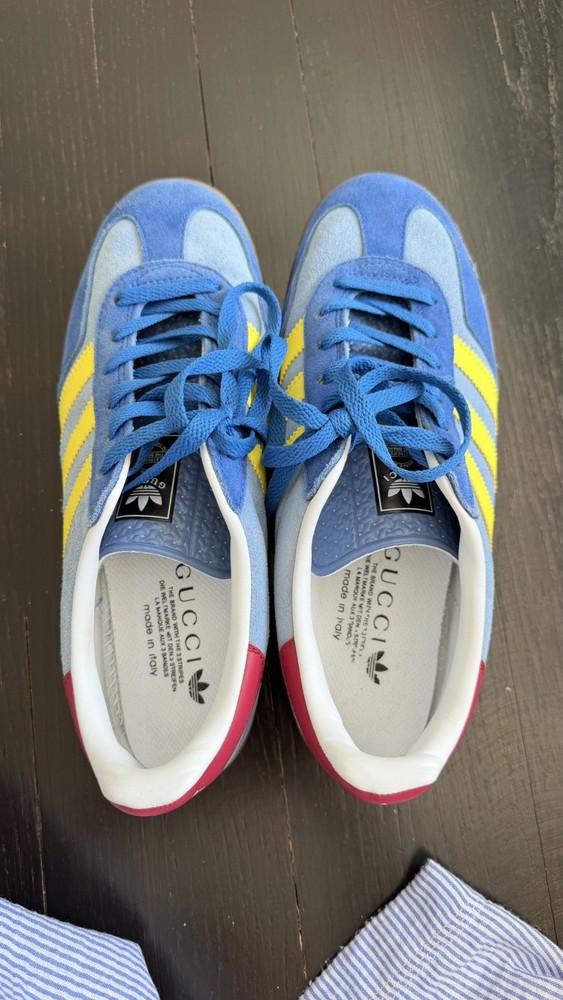 Adidas Gazelle x Gucci Blue Yellow Gum Sole Sneakers Men’s US 9 Made in Italy