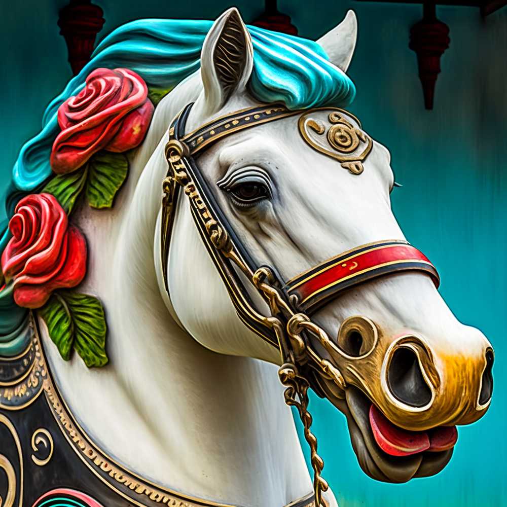 5D Diamond Painting White Carousel Horse Head Kit