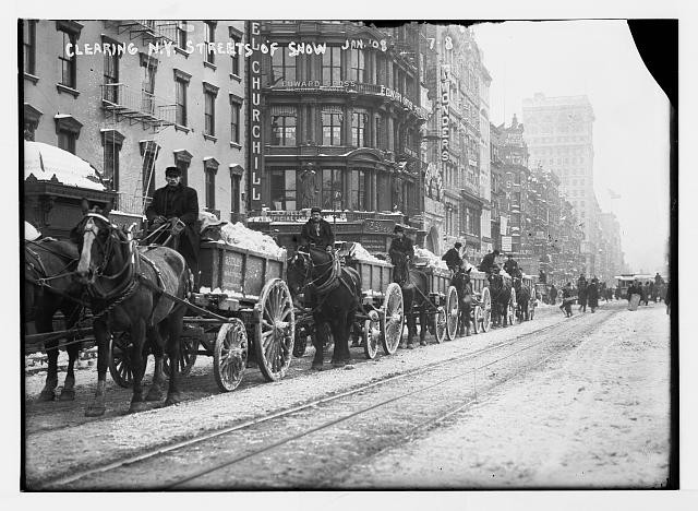 Photo:New York City NY 1908 Union Square Snow Removal Horse Trucks