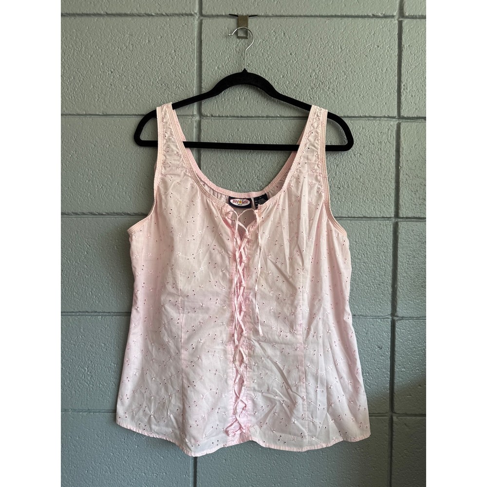 Vintage Y2K Zoey Beth Plus Size Drawer String Tie Front Tank Top size 1X