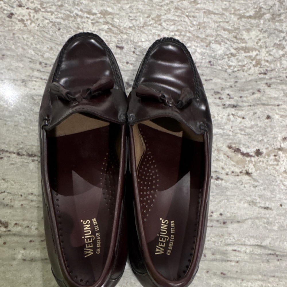 G.H. Bass & Co. Weejuns Brown Leather Loafers Bow Accent Comfort Slip On 12 D