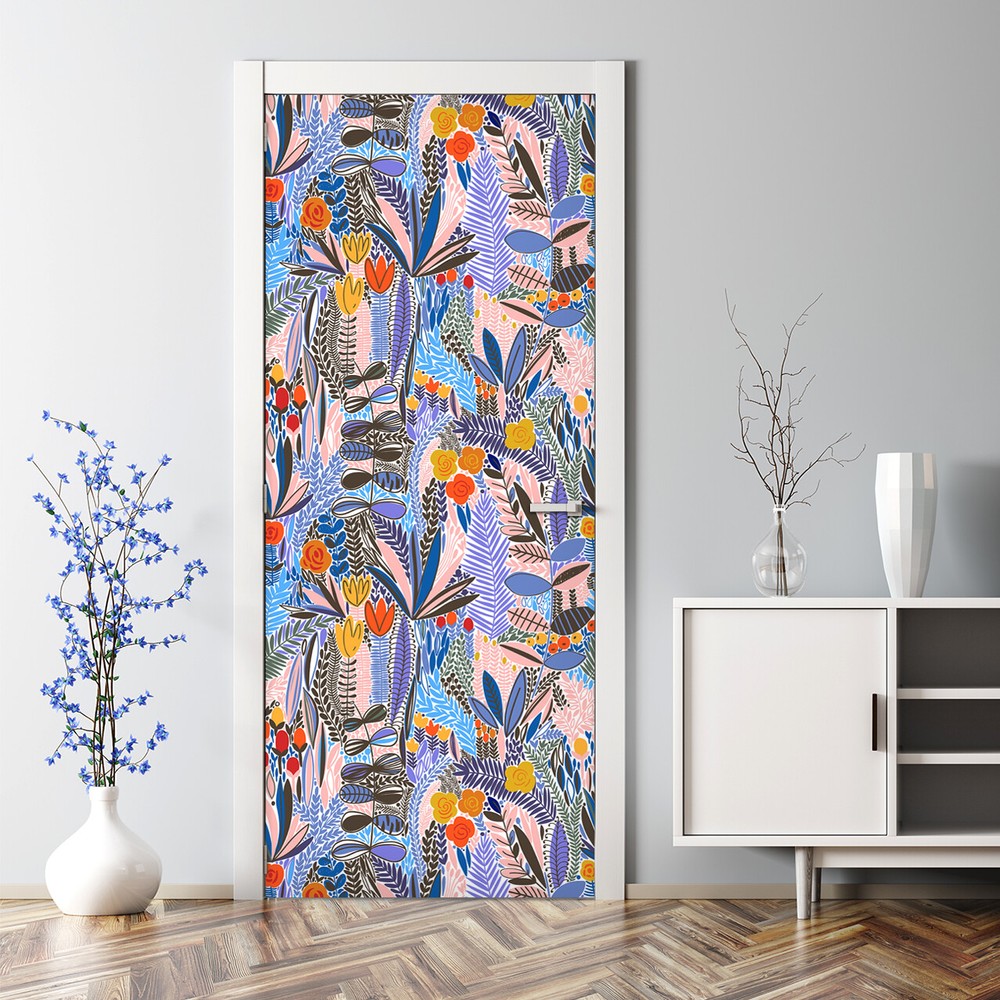 Cute Floral Bubble Free | Vintage Painting | Nursery Repositionable Door Decal