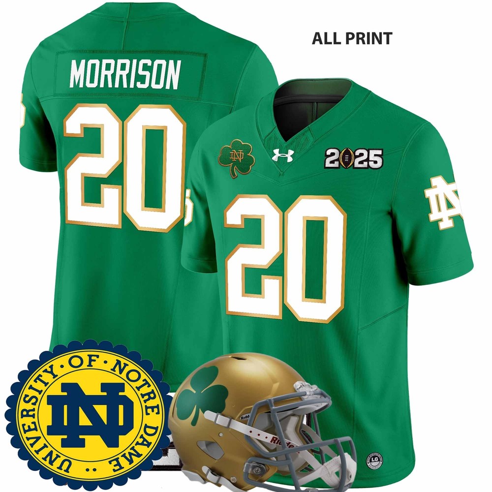 Notre Dame Fighting Irish #20 Benjamin Morrison 2025 CFP Final Jersey – Full Print