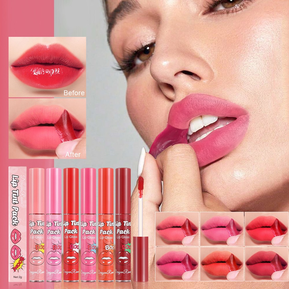 Long-lasting liquid lip tint with peel-off formula for all skin types