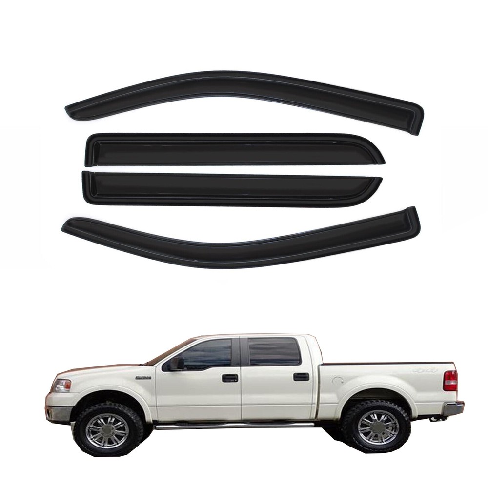 For 09-14 Ford F150 Crew Cab Sun/Rain Guards Vent Deflector Window Visors Smoke