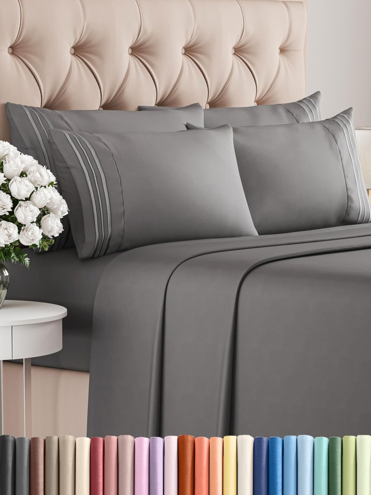 King 6 Piece Sheet Set - Breathable & Cooling Sheets - Hotel Luxury Bed Sheet...