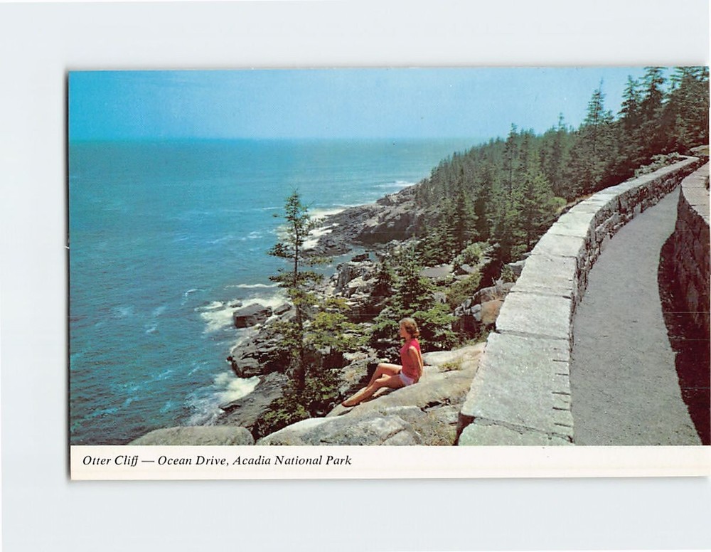 Postcard Otter Cliff Ocean Drive Acadia National Park Maine-image