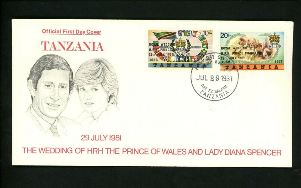 Postal History Tanzania FDC #179-180 Royal Wedding Princess Diana 1981