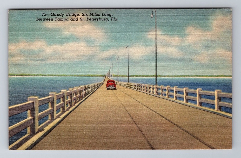 Tampa FL-Florida, Gandy Bridge, Antique Vintage Souvenir Postcard