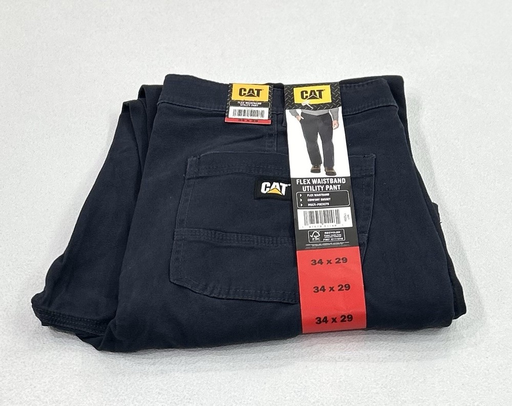 CAT Men's Navy Utility Pants with Flex Waistband - Size 34x29