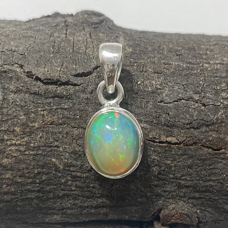 Opal Pendant  925 Sterling Silver Handmade Gemstone Jewelry