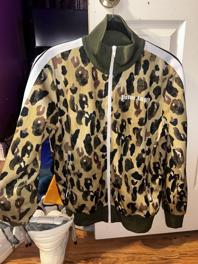 Palm Angels Men's Multicolor Animal Print Track Jacket Zip Front Size M