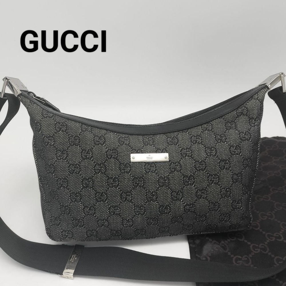GUCCI Black Canvas Shoulder Bag Authentic G06253664