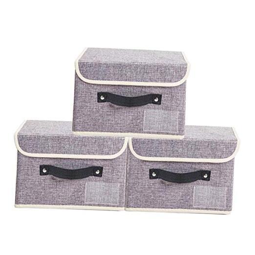 Large Storage Bins with Lids 3-Pack 22 qt Foldable Linen Closet grey-3Large