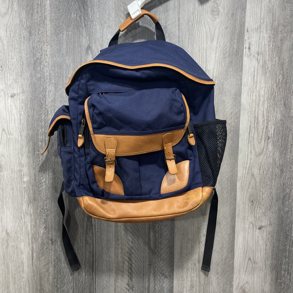 Vintage LL BEAN Backpack Cotton Wax Canvas Leather Bag