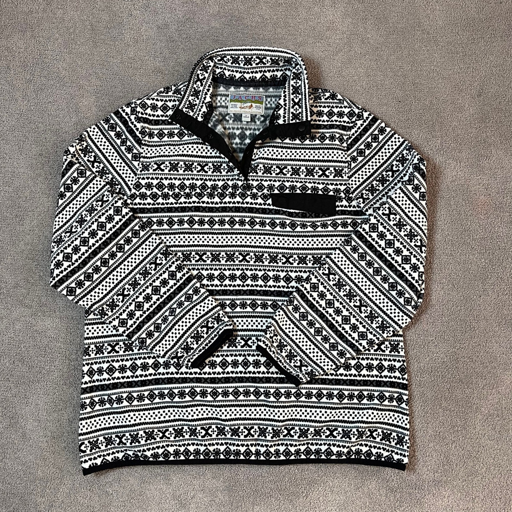 Jachs Cabin Fleece Sweatshirt Winter 1/4 Snap Pullover Pocket Women's Large