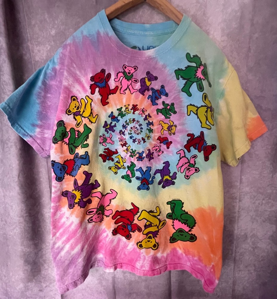 Vintage 1995 Liquid Blue Grateful Dead Spiral Dancing Bears Tie Dye Shirt M