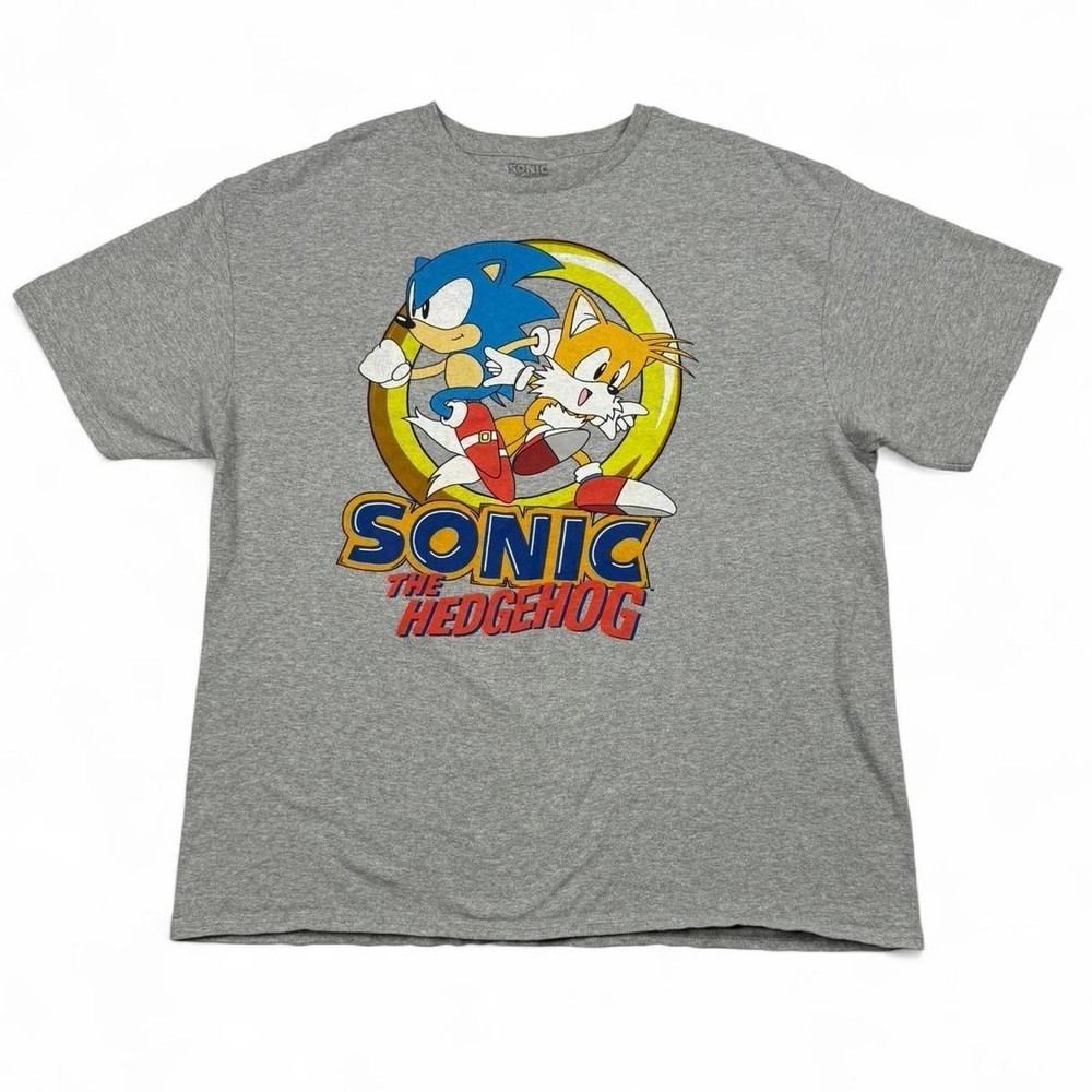 Sonic The Hedgehog Tails SEGA Graphic T-Shirt Men’s XL Gray Retro Gaming Tee