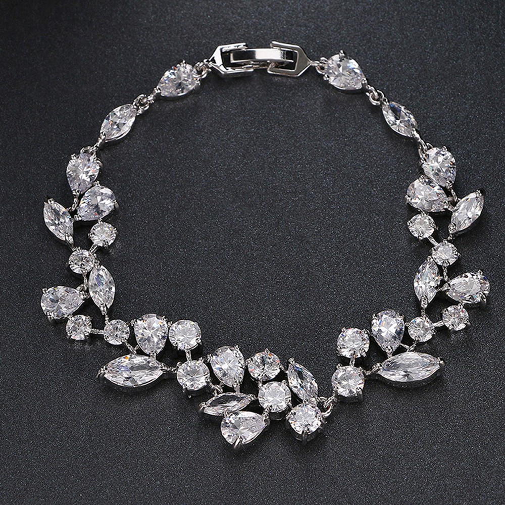 7in White Gold Plated Clear Cubic Zirconia CZ Wedding Bridal Tennis Bracelet US