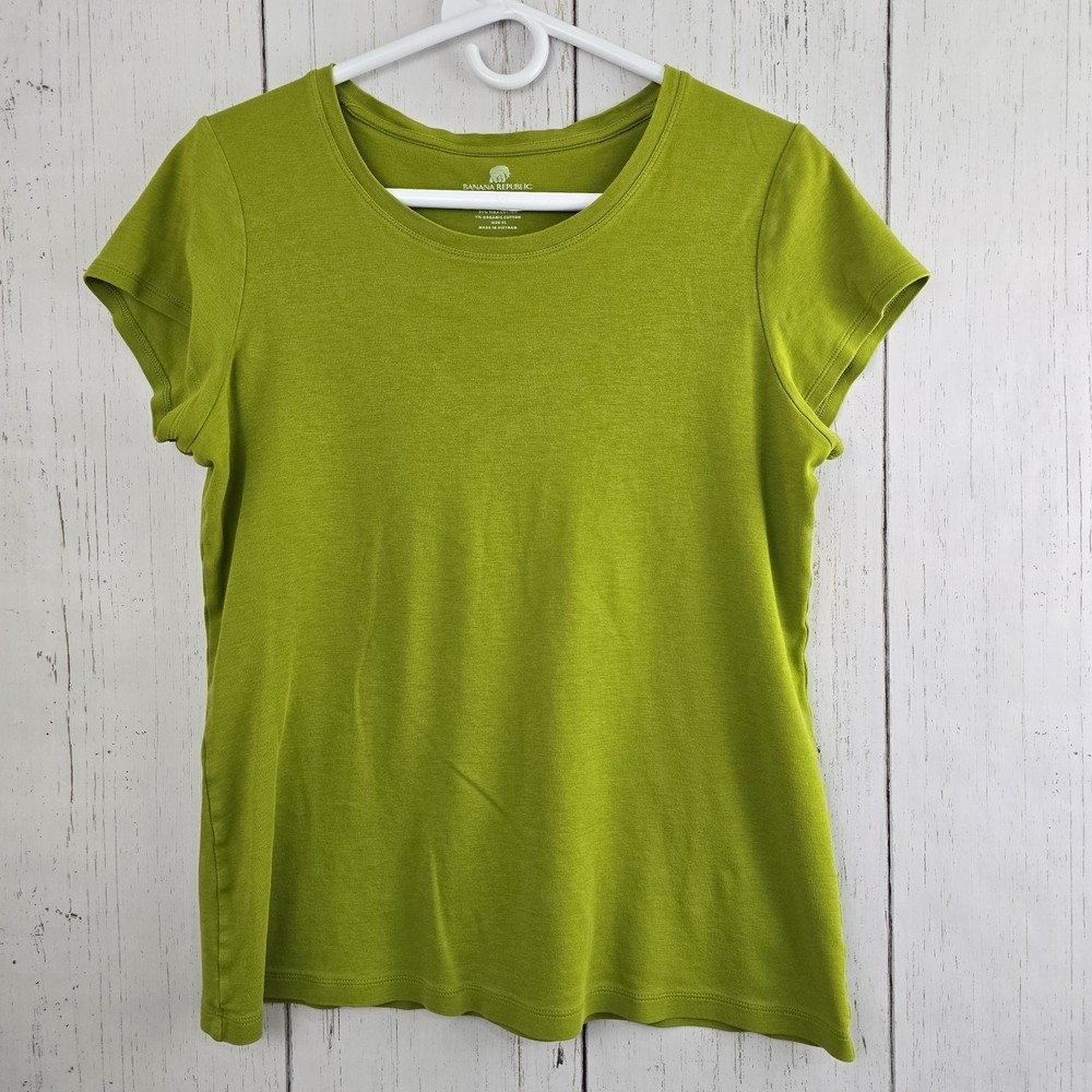 Banana Republic Timeless Tee T-Shirt Women's XL Green  Short Sleeve Pima Cotton