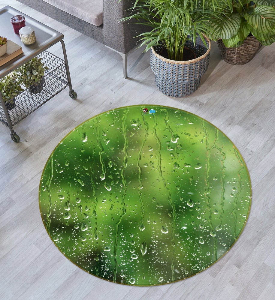 3D Rain Drops Round Game Rug Mat Elegant Photo Carpet Mat NAO10280