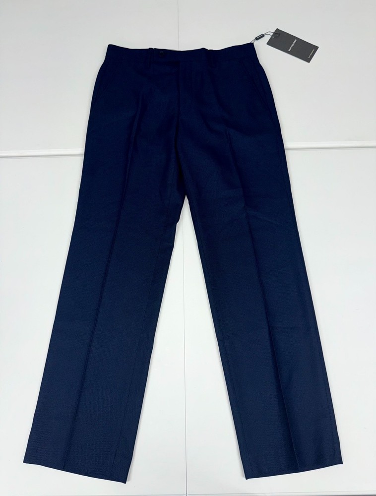 Van Heusen Manvell Dress Pants Mens 30x30 Blue Micro Pattern Flat Front Straight