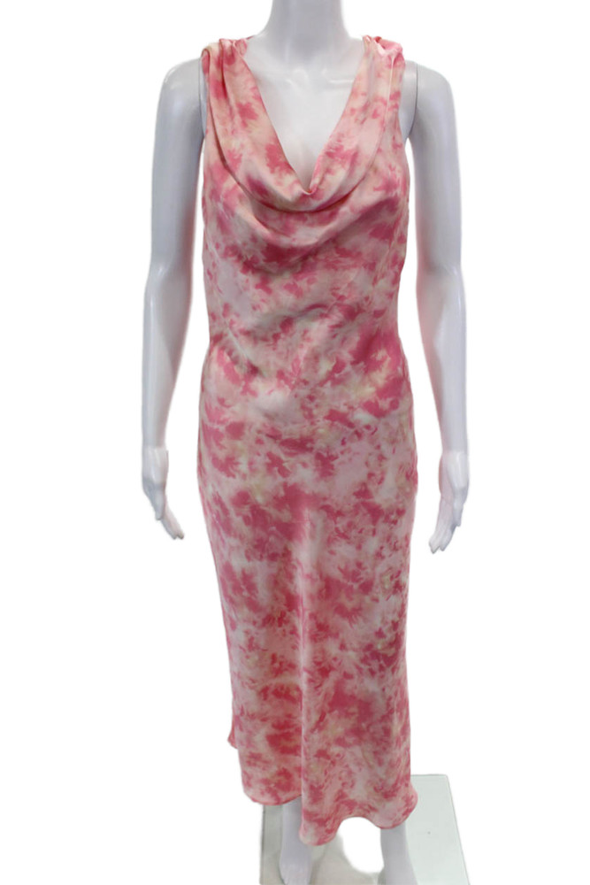Zara Womens Tie-Dye Print Cowl Neck Sleeveless Mid-Calf Dress Pink Size XSFree Shipping in US $100+ Orders | $6.95 Orders Below