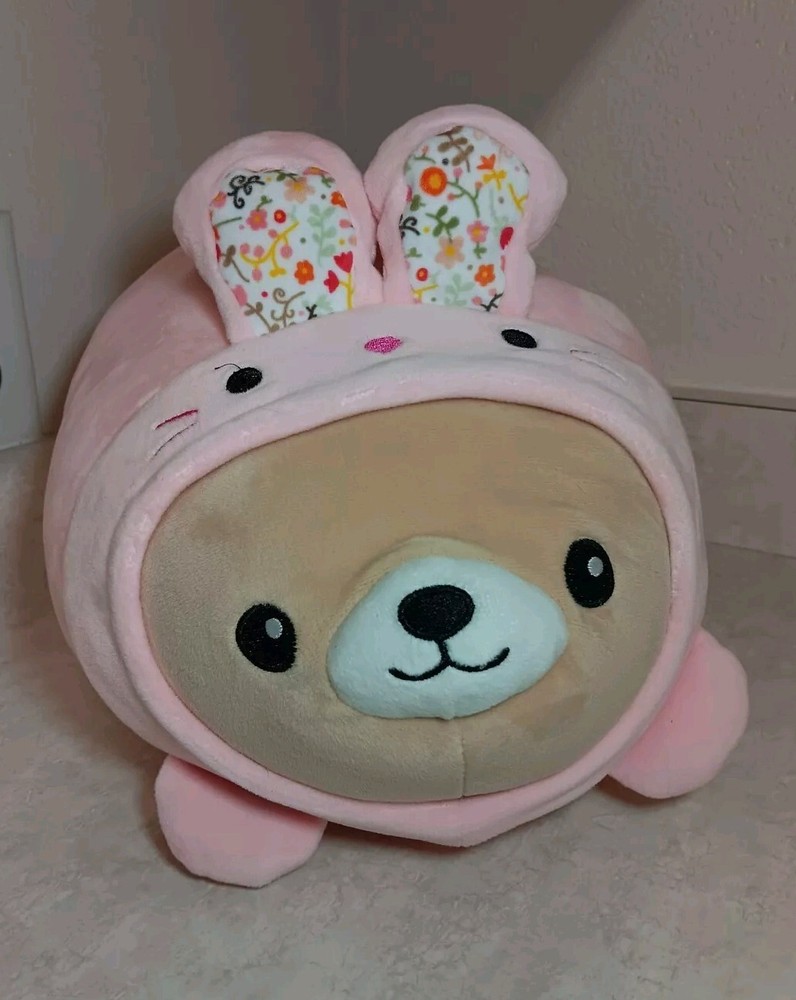 Linzy Toys Smoochy Pals Bear As Easter Bunny Squishy Plush Pillow 7.5