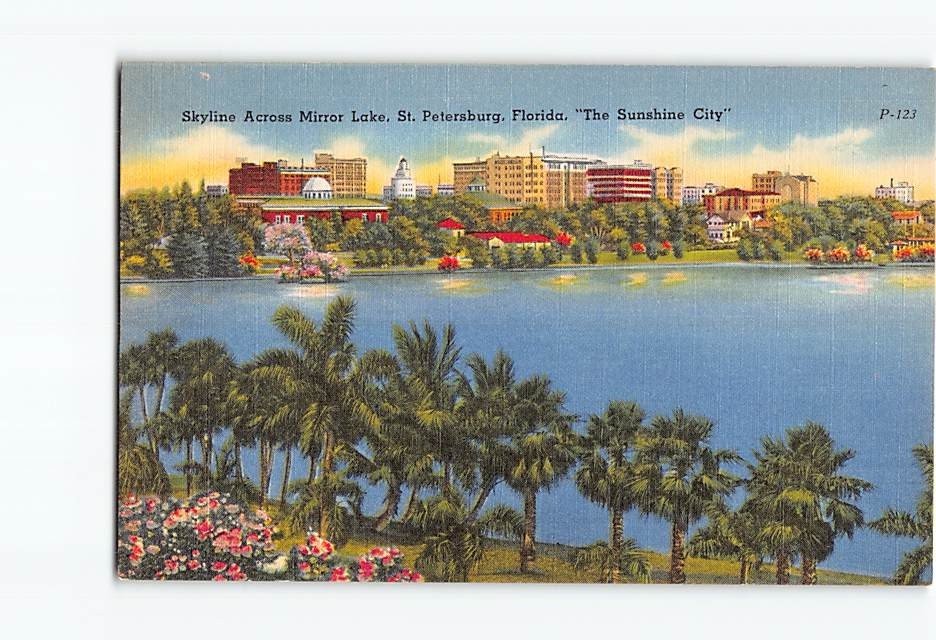 Postcard Skyline Across Mirror Lake St. Petersburg Florida USA