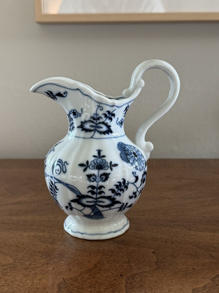 Vintage Blue Danube Japan Blue Onion Pitcher, 6.25”