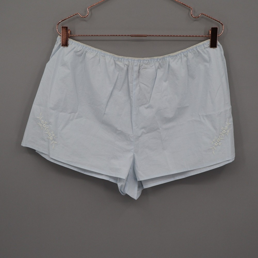 J.Crew Cotton Poplin Embroidered Sleep Shorts Women L Light Blue Lounge Boho NWT