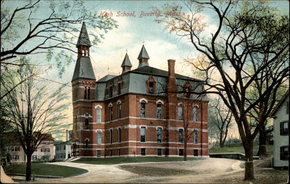 High School Beverly Massachusetts UDB unposted c1905 vintage postcard g599