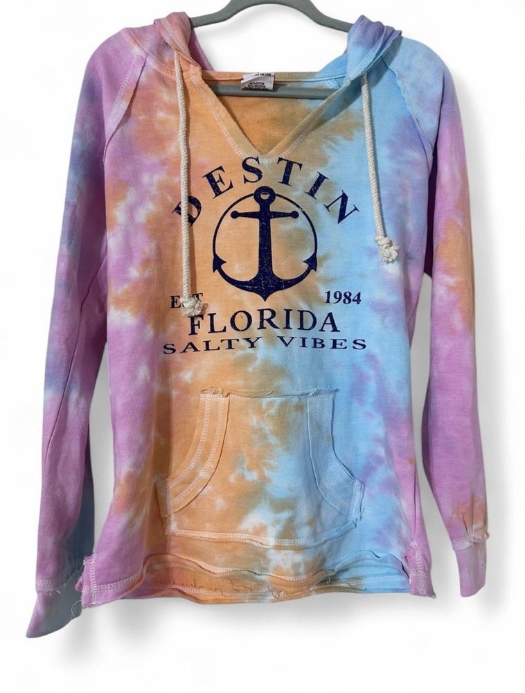 Destin Florida Tie-Dye Hoodie Sweatshirt – Multicolor  – Large
