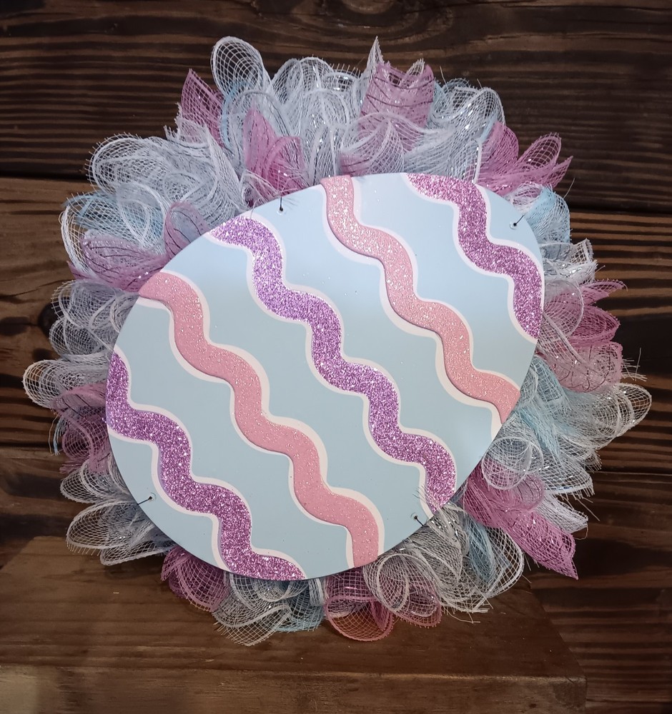 Easter Bunny Mesh Wreath Spring Door Decor