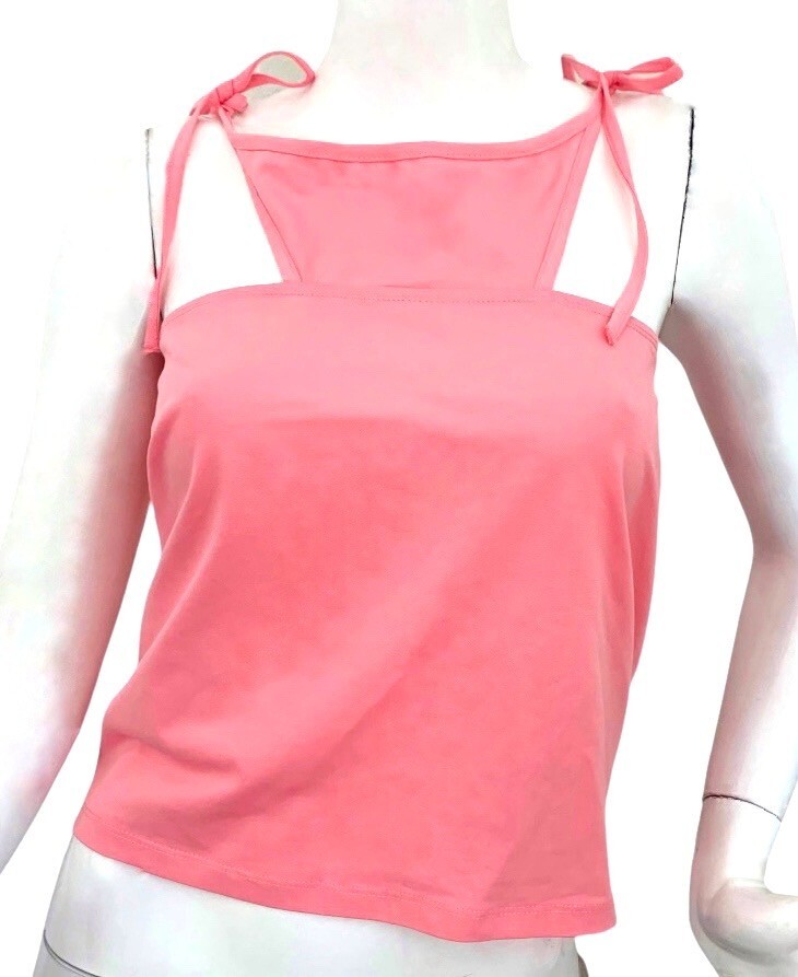 {SHEIN} Pink Tank/Shirt/Top Cut Out Straps Cotton-Blend Stretch Summer ~M
