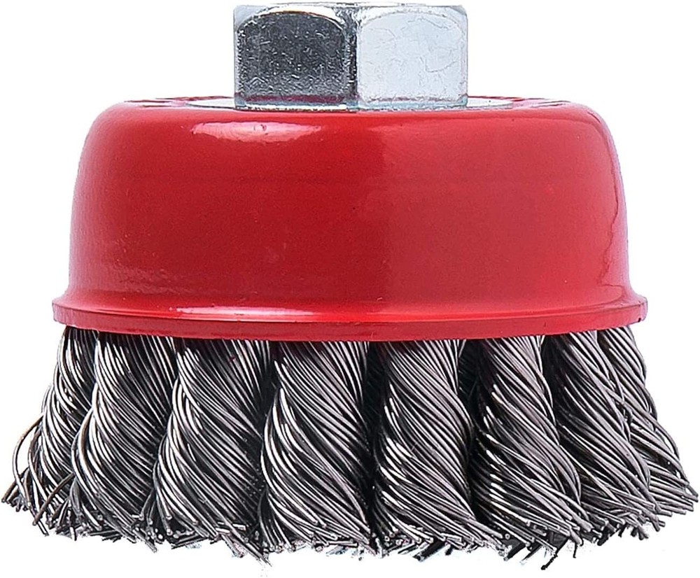4” Heavy Duty Wire Cup Brush Carbon Crimp For Angle Grinder and Metal Twist Knob