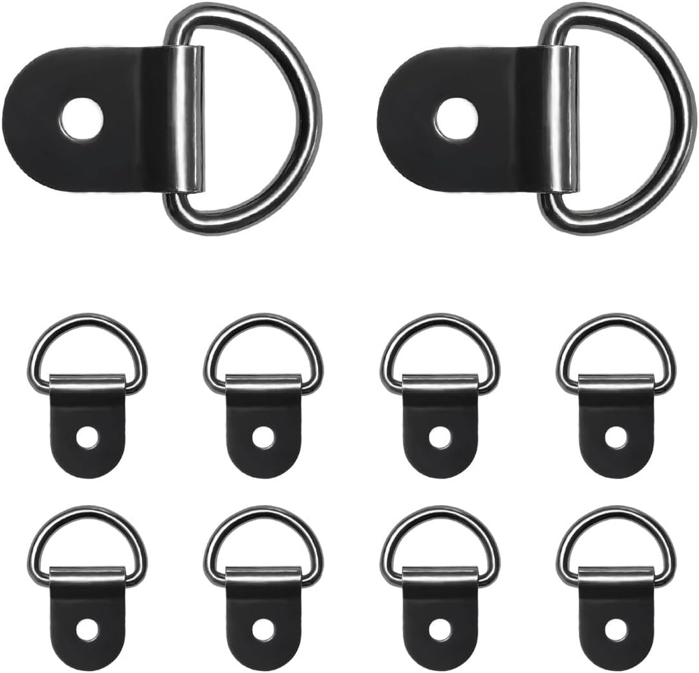 10 PCS Small Steel D-Ring Tie Downs, Heavy Duty Steel Anchor Lashing Ring for Ca