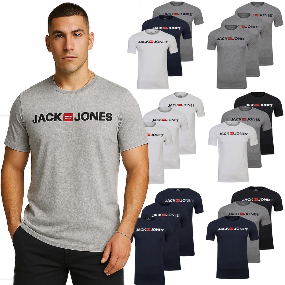 JACK & JONES Men's Corp Logo T-Shirt, 3 Pack