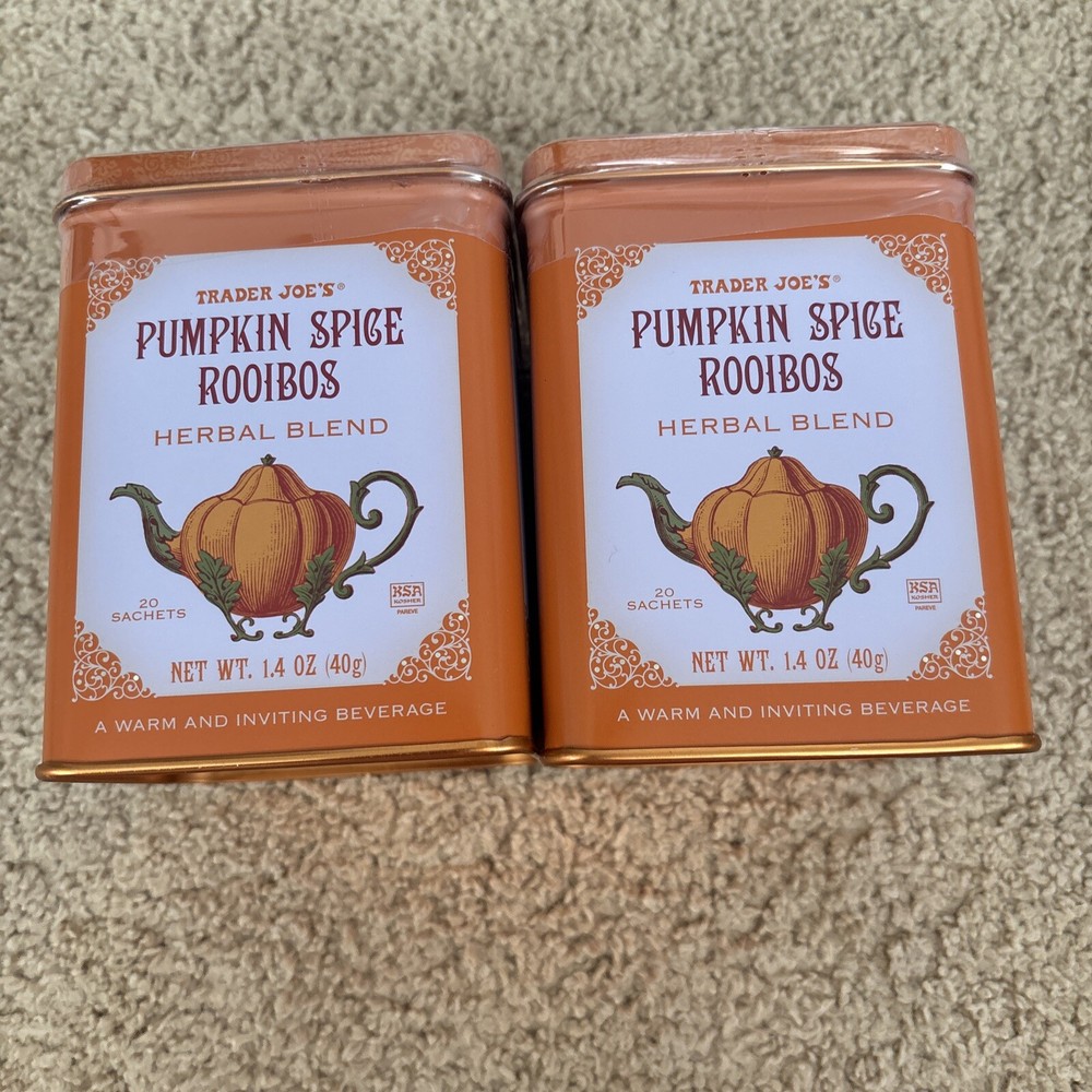 2 Packs Trader Joe's Pumpkin Spice Rooibos Herbal Blend 20 sachets, 1.4 oz Each