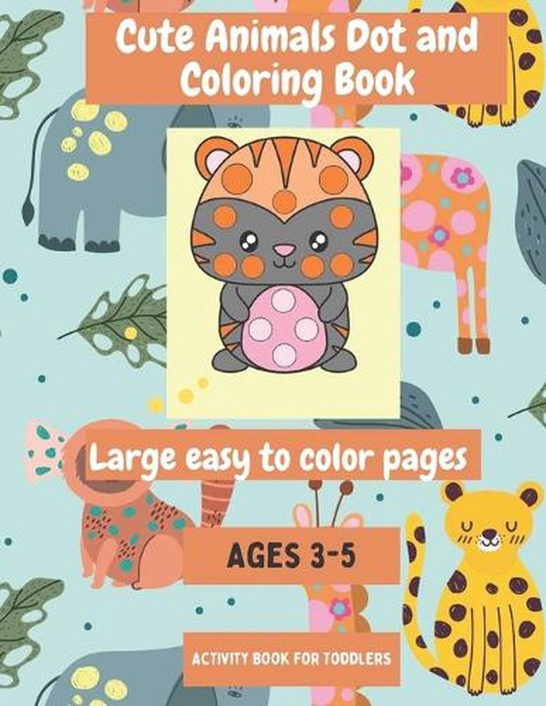 Cute Animal Dot and Coloring Book by Grins And Giggles (English) Paperback Book