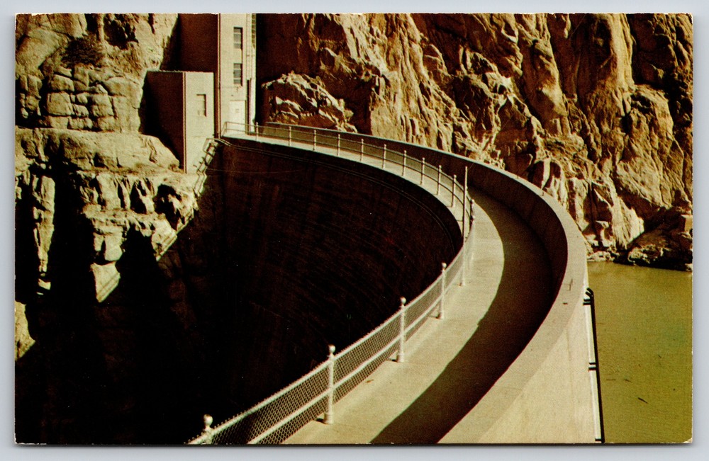 Dam-Waterworks~Buffalo Bill Dam Cody Wyoming~Vintage Postcard