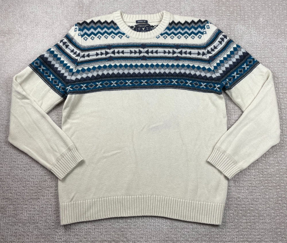 American Eagle Sweater Mens XL Seriously Soft Nordic Knit Fair Isle Pullover