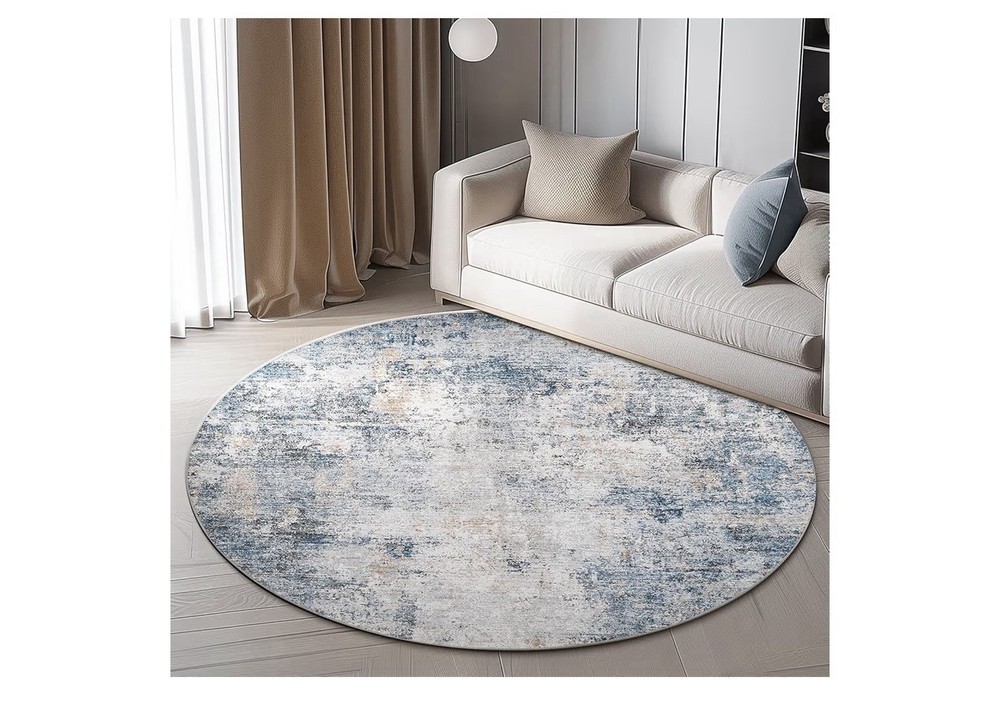 jinchan Round Rug 7ft Modern Area Rug 7' Round Circle Mat Washable Abstract