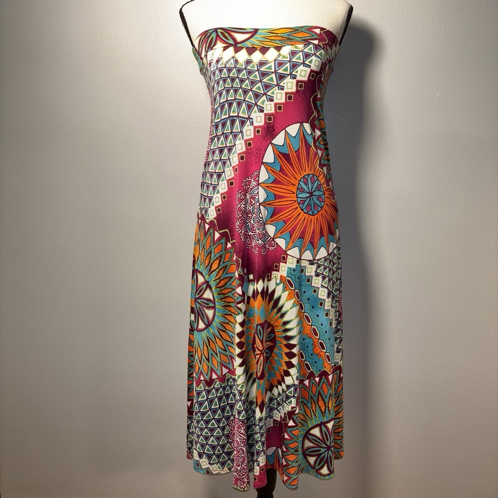 In Convertible Maxi Skirt Dress Women Size S Mandala Print Geometric Boho Ethnic